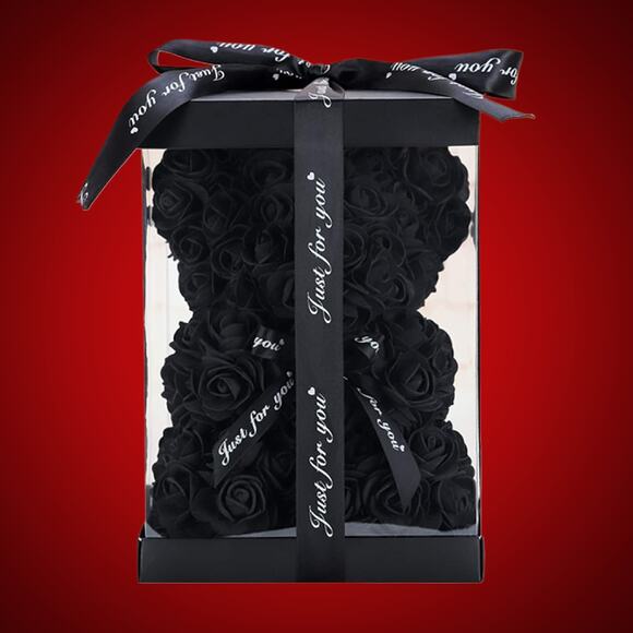 Black Teddy of Roses Just For You Gift Bear - Picture 1 of 5